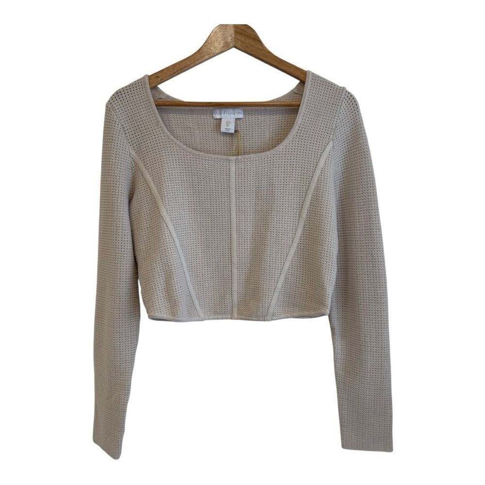 House of Harlow 1960 Revolve Cream Long Sleeve Cropped Sweater NWOT Size L